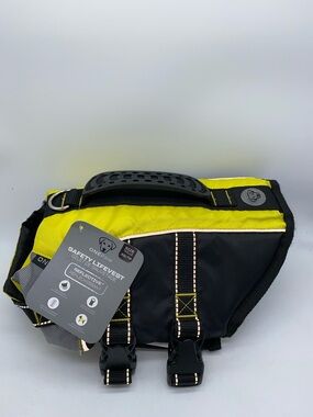 Dog Safety Life Vest Floater Life Jacket Reflective Yellow and Black Size XS
